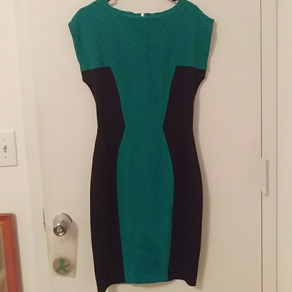 Vintage teal body con dress